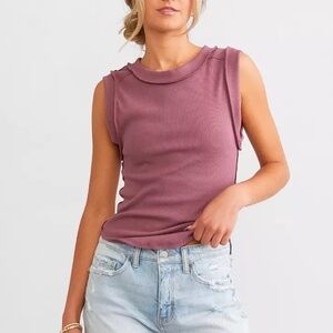 Free People Kate Ribbed Tank Top in Misty Plum